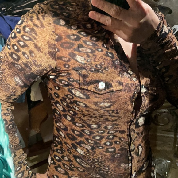 S Line black label leopard print button down shirt - Picture 8 of 9